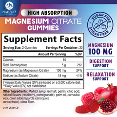 Sugar-free magnesium citrate gummies in a bottle