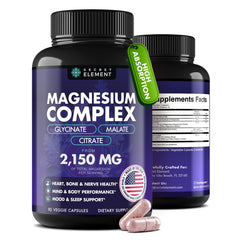 High-absorption magnesium blend ingredients: magnesium glycinate, citrate and malate