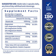 Diagram showing Magnesium Glycinate, L-Theanine, Ashwagandha, and Zinc