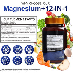 Label showing 12 forms of magnesium
