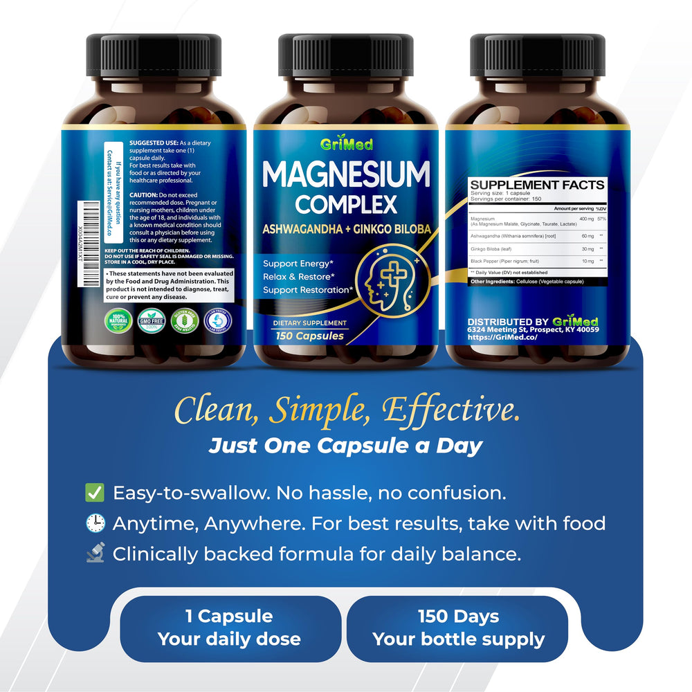 Product shot of Magnesium Complex bottle on white background