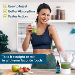 Shaking the bottle to mix the liquid drops