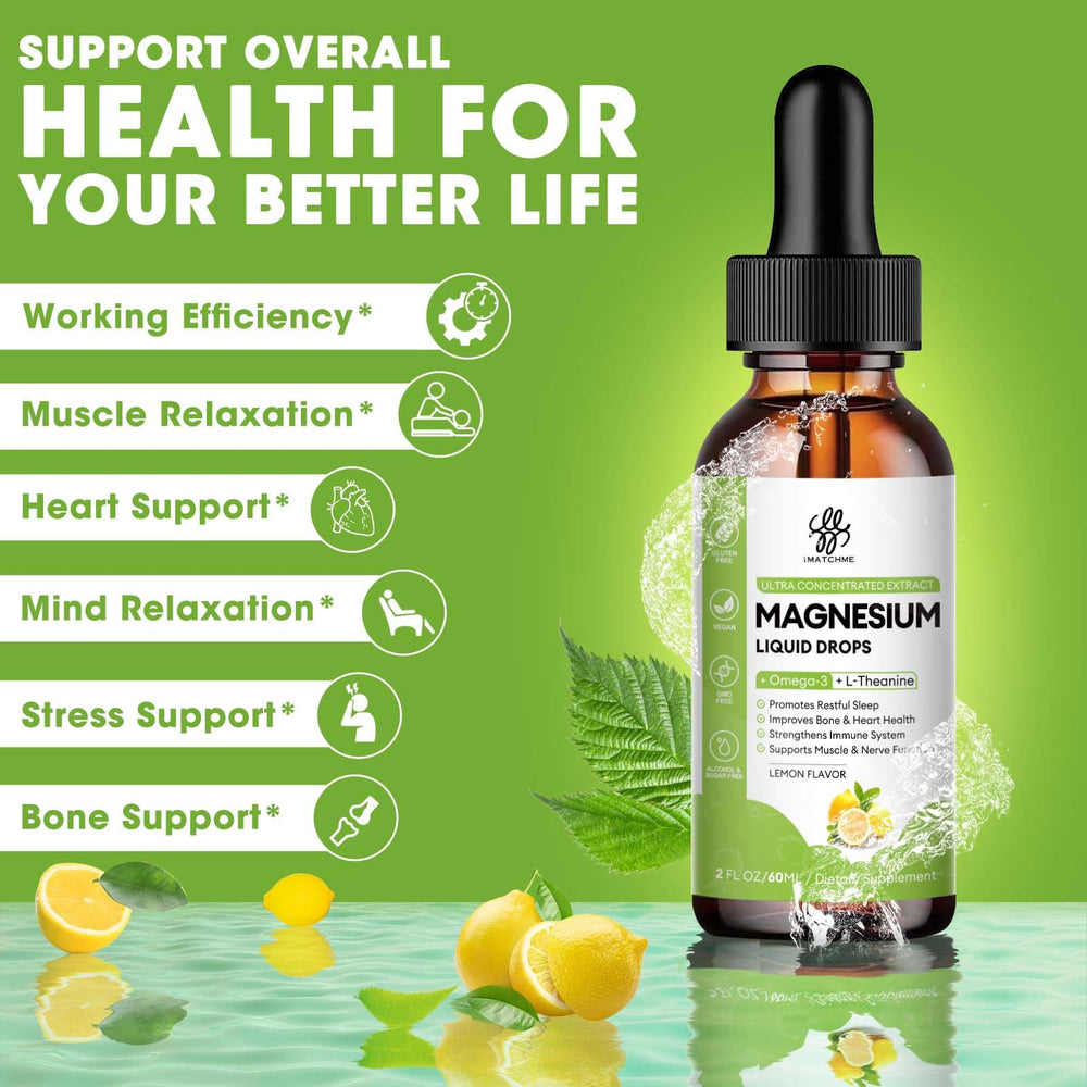 Dropper dispensing magnesium glycinate, oxide, taurate and citrate