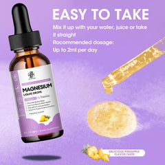 Premium magnesium liquid drops packaging and bottle on a product display