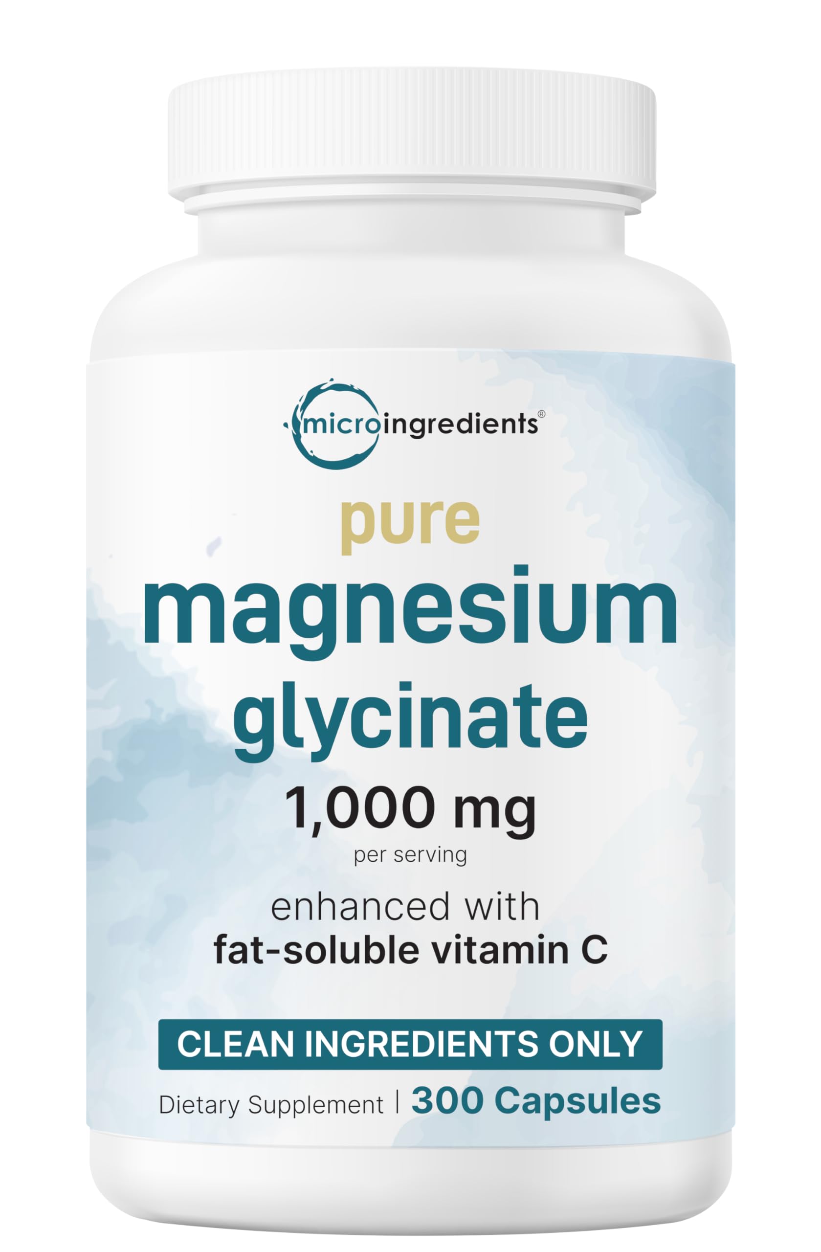 Bottle of Pure Magnesium Glycinate 1000mg with 300 capsules Bottle of Pure Magnesium Glycinate 1000mg with 300 capsules