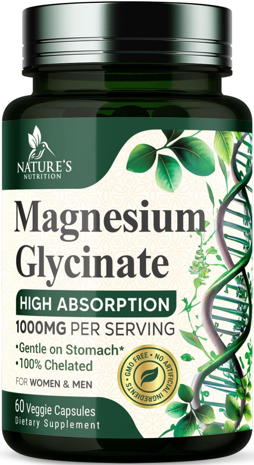Bottle of Magnesium Glycinate 1000mg with 60 capsules