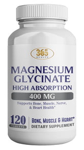 Bottle label: Magnesium Glycinate 400mg per serving