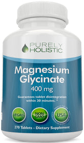 Bottle of Magnesium Glycinate 400mg containing 270 tablets
