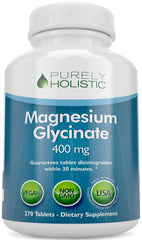 Bottle of Magnesium Glycinate 400mg containing 270 tablets