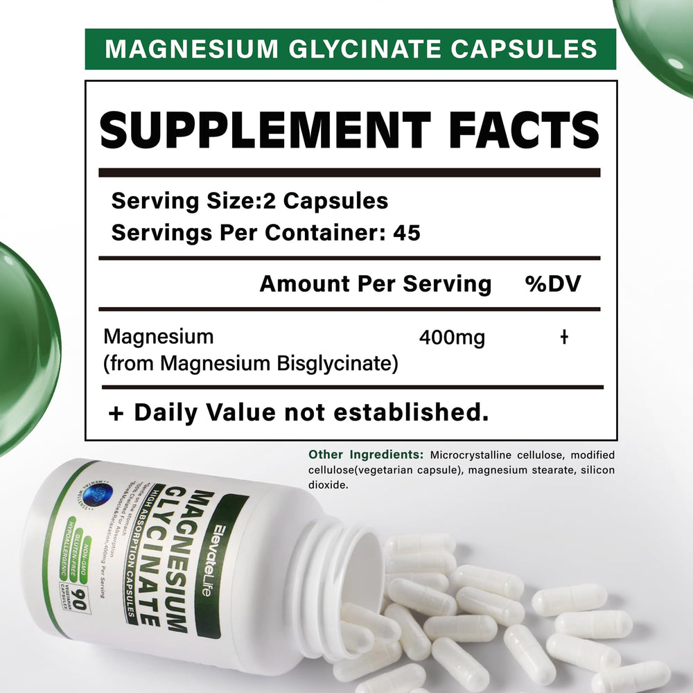 Ingredients list of Magnesium Glycinate 400 mg capsules