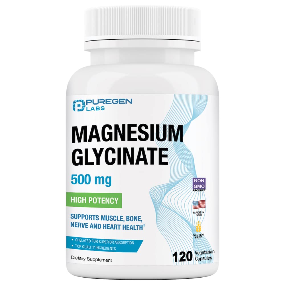 Magnesium Glycinate 500mg 120 veggie caps bottle