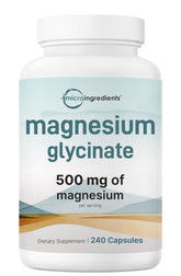 Front view of Magnesium Glycinate 500mg 240 capsules bottle