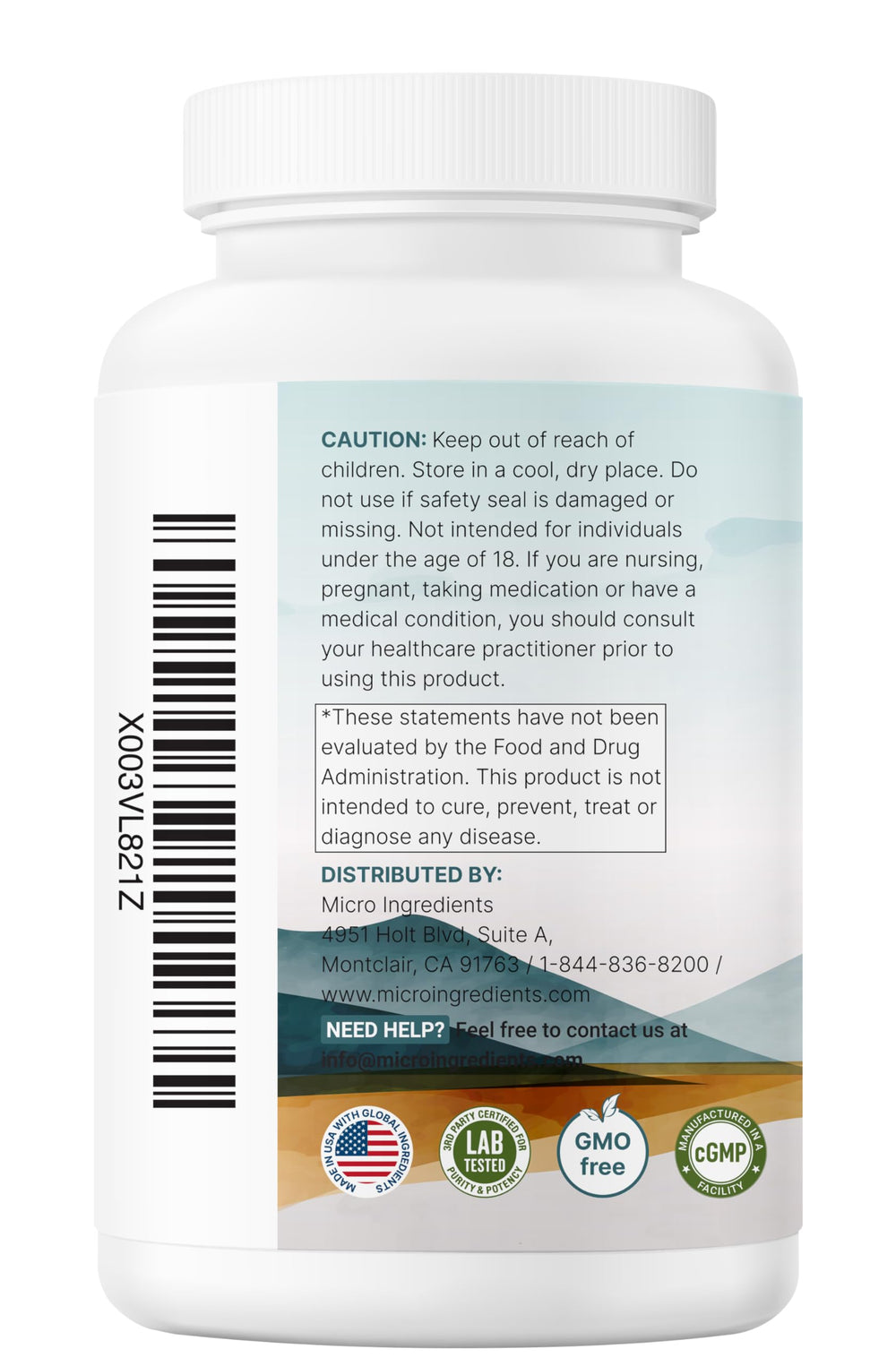 Hero shot of magnesium glycinate bottle on a clean background