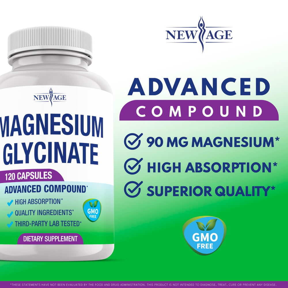 Close-up view of magnesium glycinate capsules (500mg each)