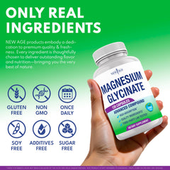Supplement facts panel and metabolism support details on magnesium glycinate packaging