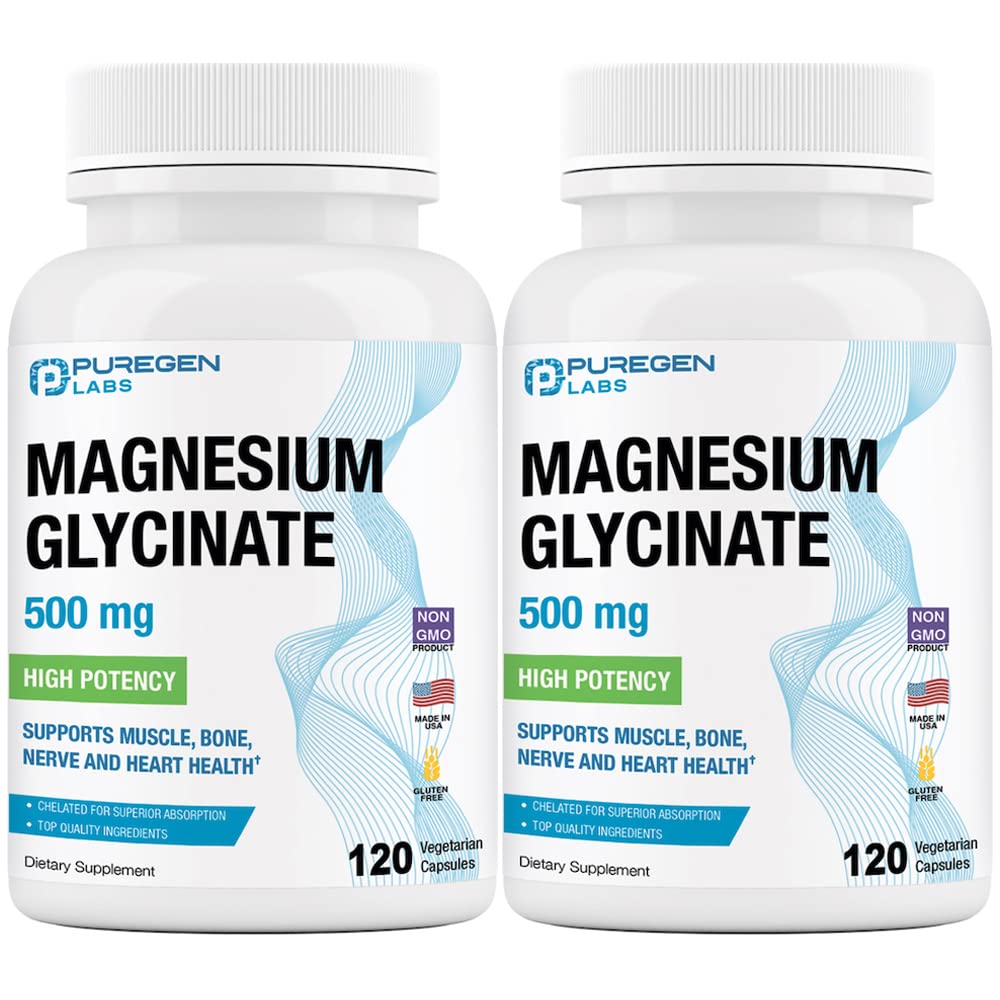 Bottle of Magnesium Glycinate 500mg Veggie Caps