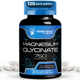 Bottle of Magnesium Glycinate 750mg capsules highlighting high absorption formula