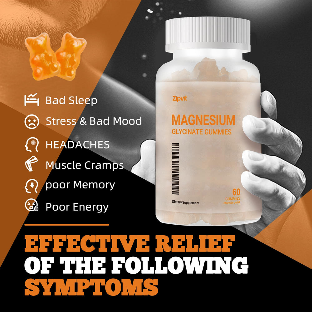 Close-up of orange magnesium glycinate gummy