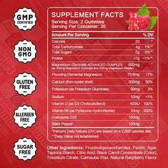 Close-up of raspberry-flavored magnesium glycinate gummies