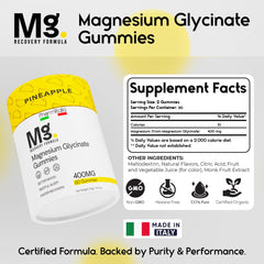 60-count bottle of Pineapple magnesium glycinate gummies on white background