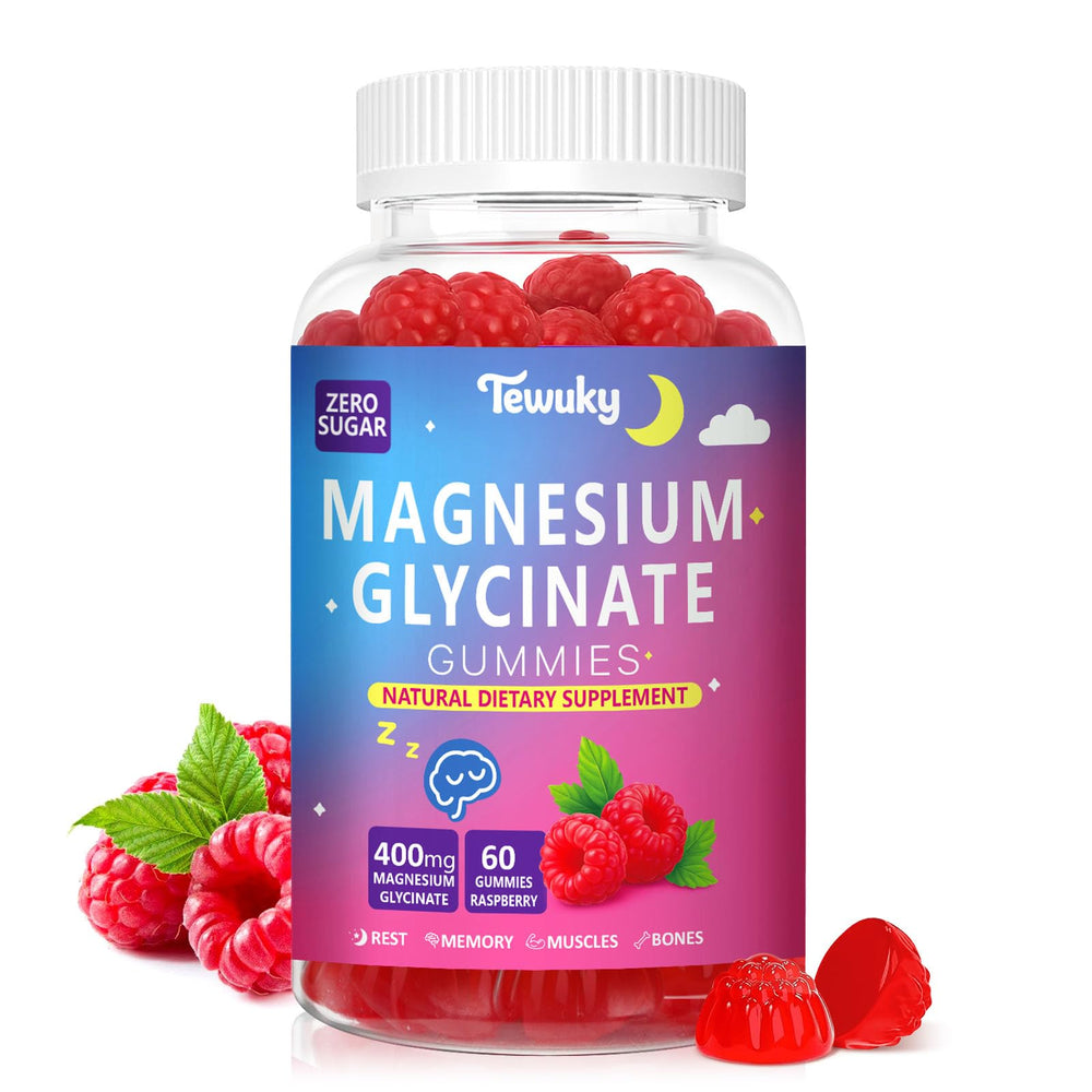Bottle of Magnesium Glycinate Gummies 400mg Raspberry flavor