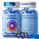 TASOMOMI Magnesium Glycinate Gummies 400mg Sugar Free Blueberry box