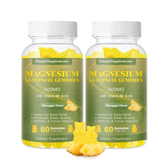 Front view of Magnesium Glycinate Gummies bottle with pineapple flavor