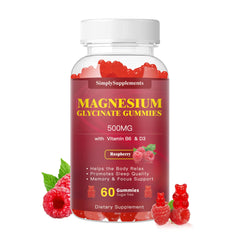 Bottle of Magnesium Glycinate Gummies 500mg Raspberry flavor