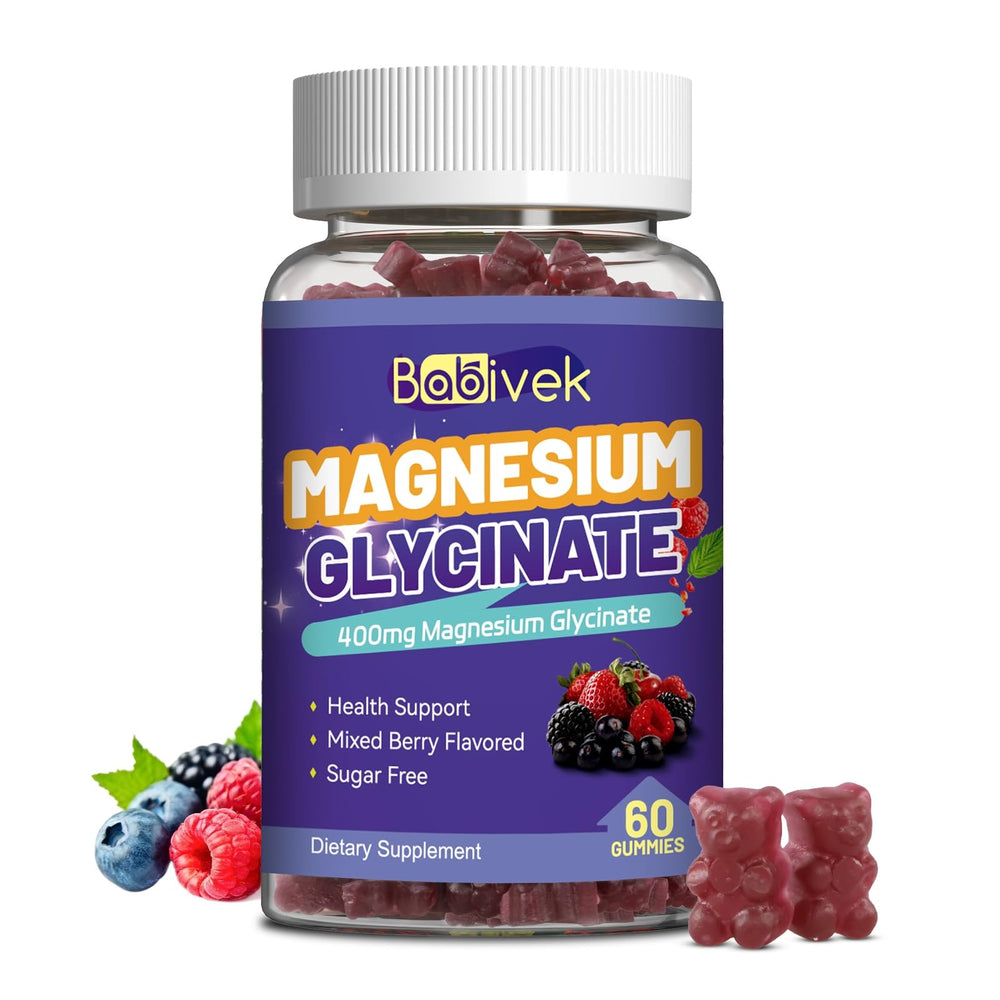 Front view of Magnesium Glycinate Gummies bottle containing 60 chewable gummies
