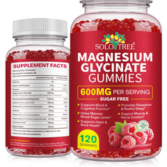 Front view of Magnesium Glycinate Gummies bottle labeled 600mg