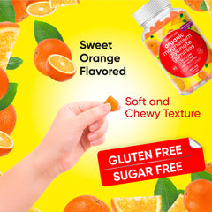Orange-flavored sugar-free and gluten-free gummies