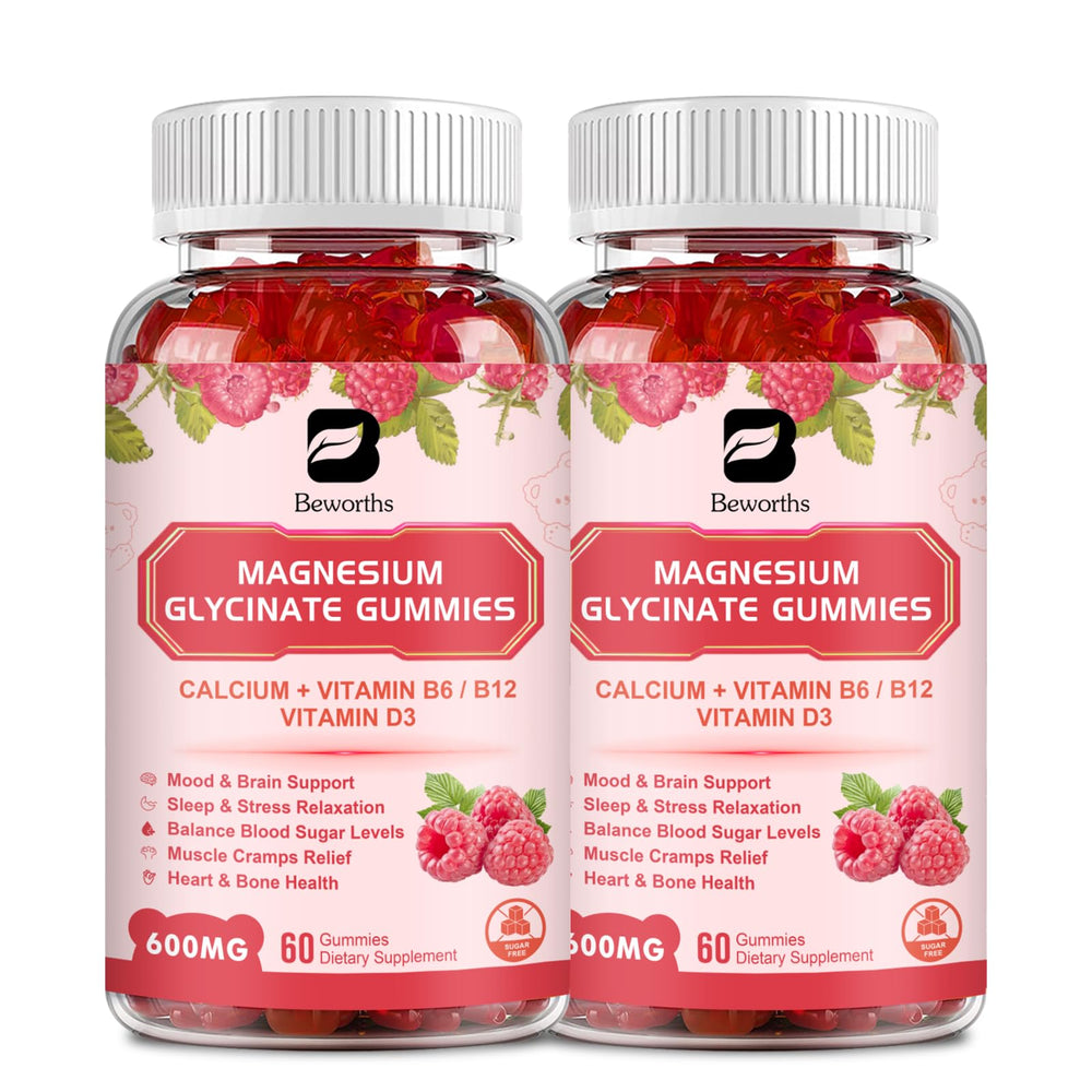 Front view of the Raspberry Magnesium Glycinate Gummies bottle