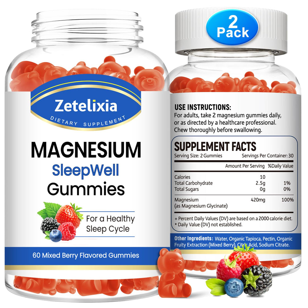 Magnesium Glycinate Gummies Berry flavor – 120 count bottle with 420mg per gummy