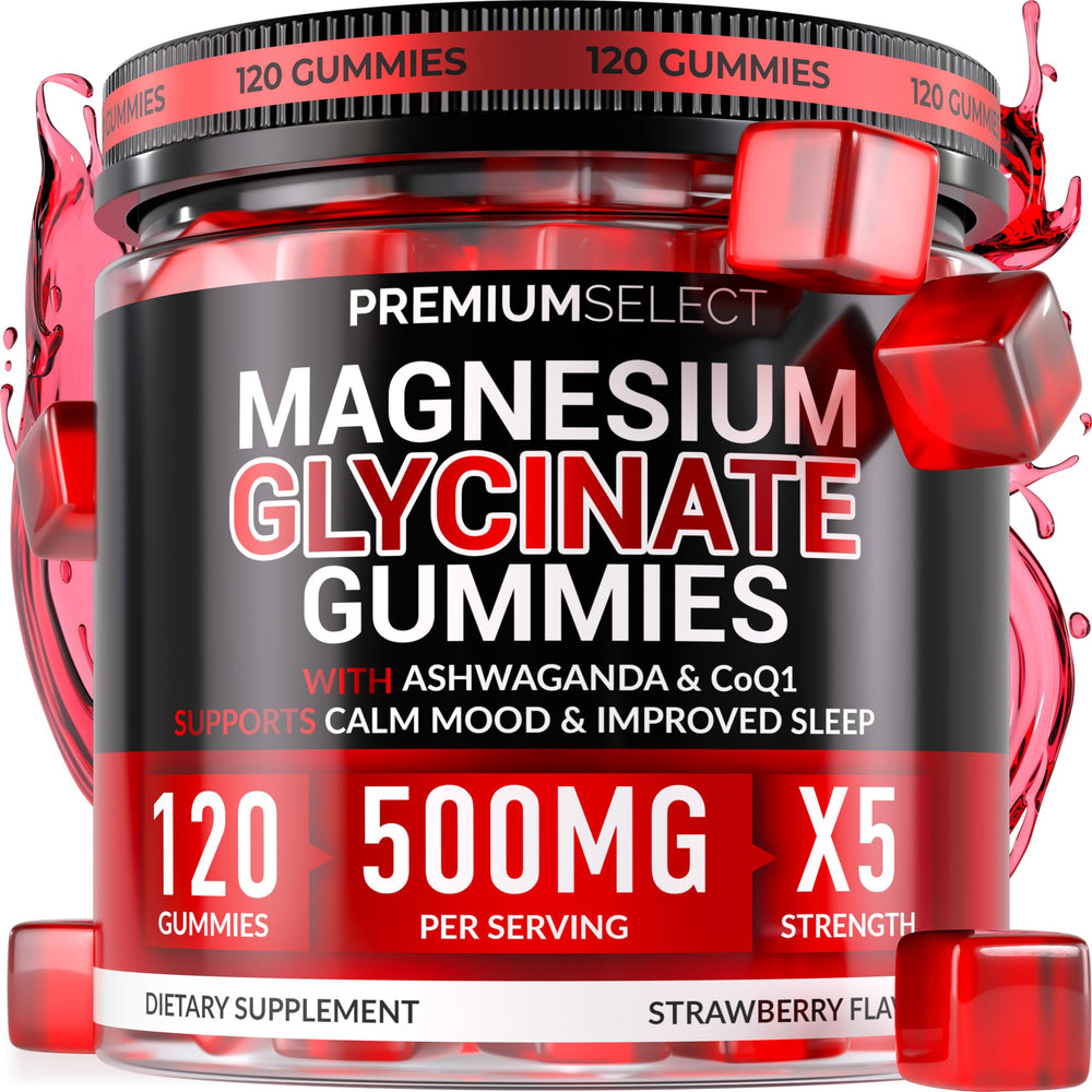 Bottle of Magnesium Glycinate Gummies for Adults – 120 vegan sugar-free gummies