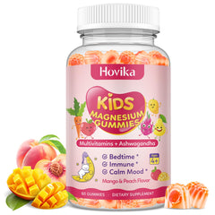 Front of Magnesium Glycinate Gummies for Kids Peach & Mango packaging