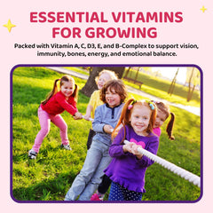 Child taking a gummy with a glass of water