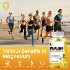Pineapple-flavored magnesium glycinate gummies close-up