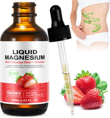Front view of Magnesium Glycinate Liquid strawberry flavor bottle (60ml)