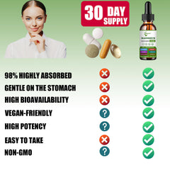 Graphic illustrating three forms of chelated magnesium in liquid for maximum absorption