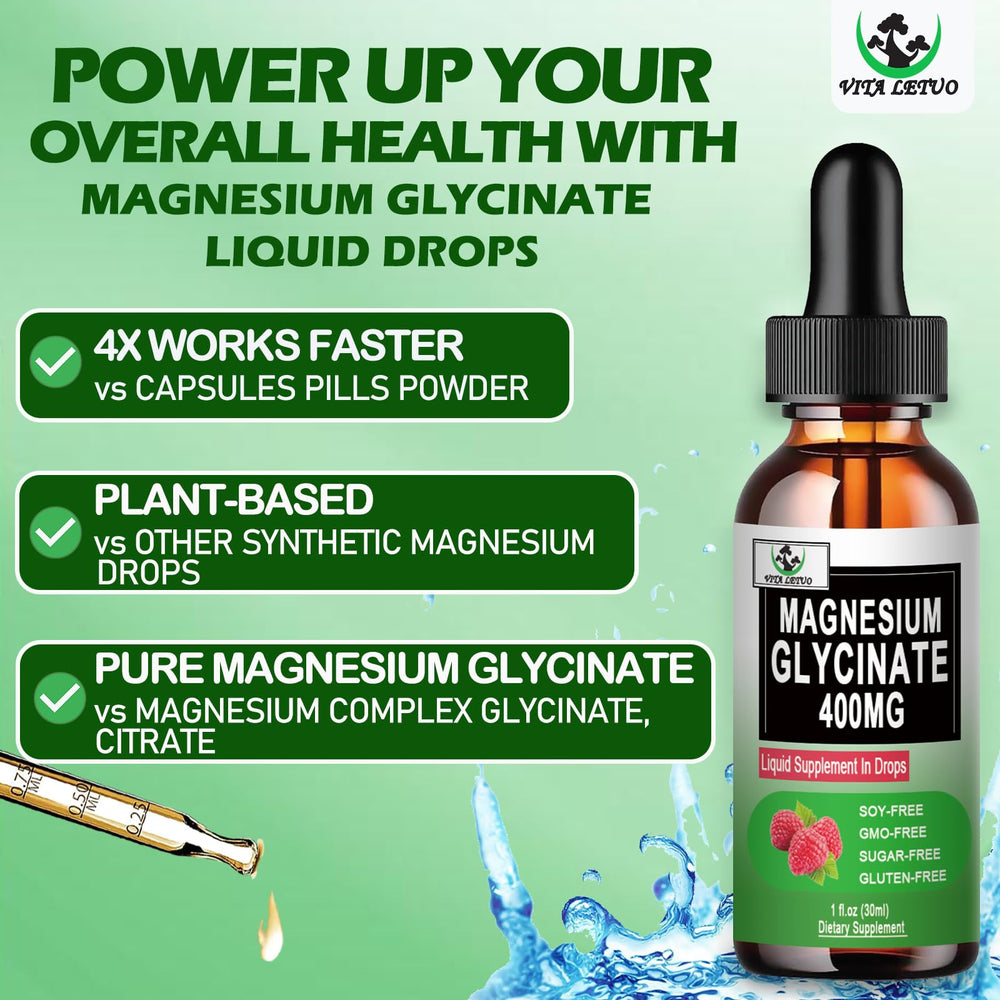 Plant-based magnesium glycinate liquid with 400mg per serving