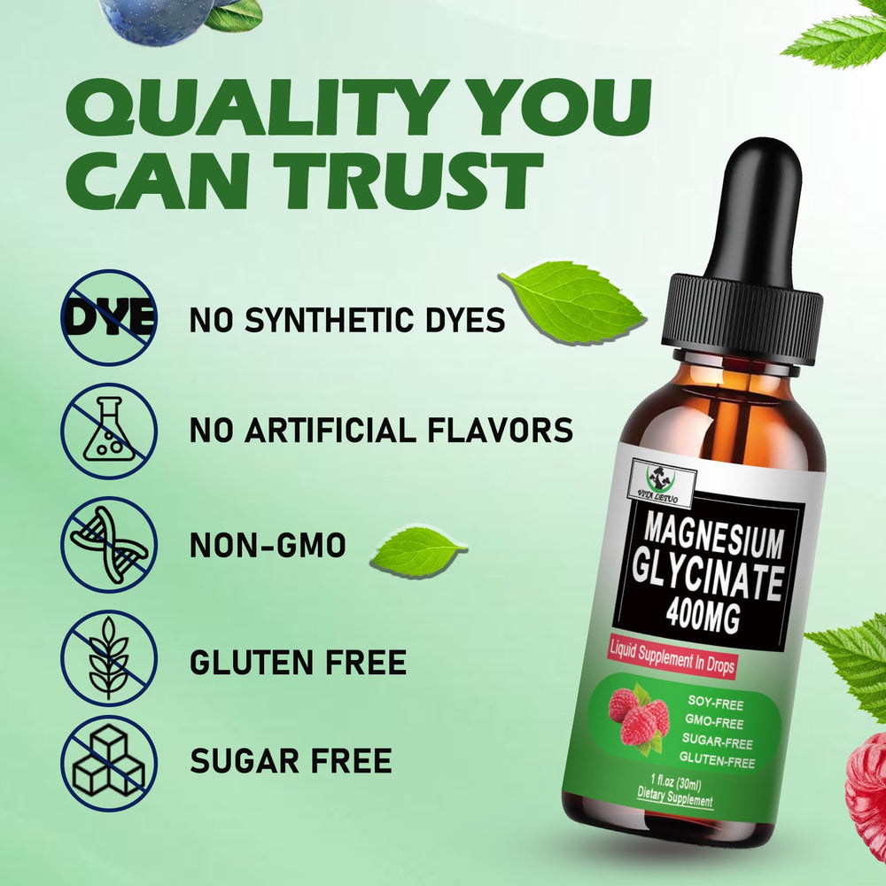 Vegan, Non-GMO, alcohol-free magnesium glycinate liquid drops