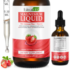 Bottle of magnesium glycinate liquid strawberry flavor 2 oz