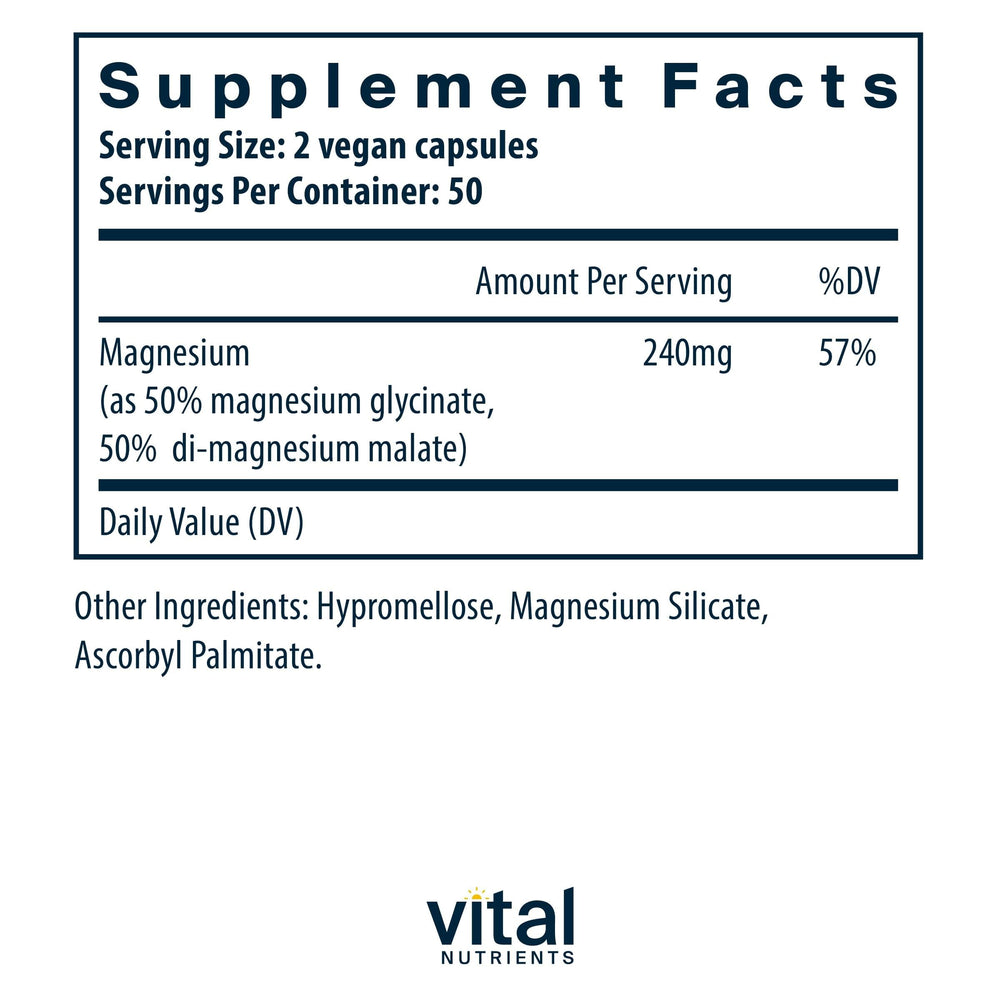 Diagram showing magnesium glycinate and malate blend for absorption