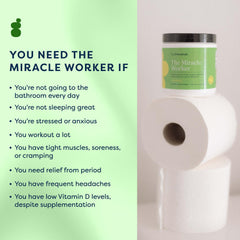 Close-up of product label on Miracle Worker magnesium glycinate powder