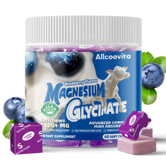 Blueberry flavor Magnesium Glycinate Soft Chews – front view