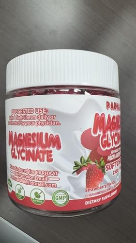 Magnesium Glycinate Soft Chews scattered on white surface