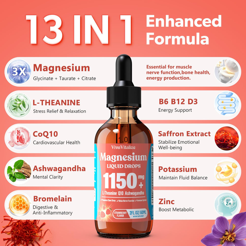 Magnesium glycinate, taurate, and citrate liquid ingredients