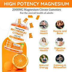 Supplement facts panel displaying 2000 mg magnesium citrate per serving