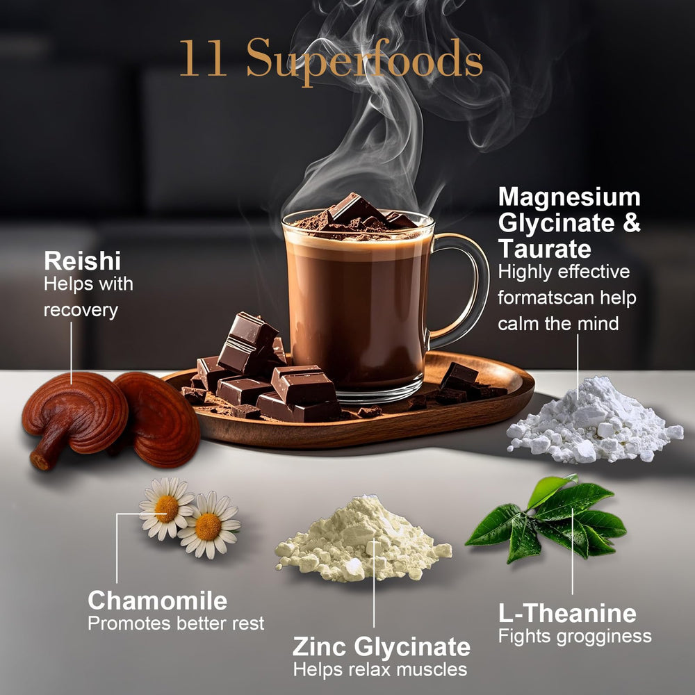 Back of Magnesium Hot Cocoa bag with nutritional information
