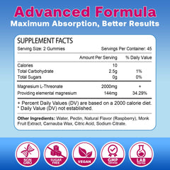 Brain-support gummies providing 2000mg Magnesium L-Threonate